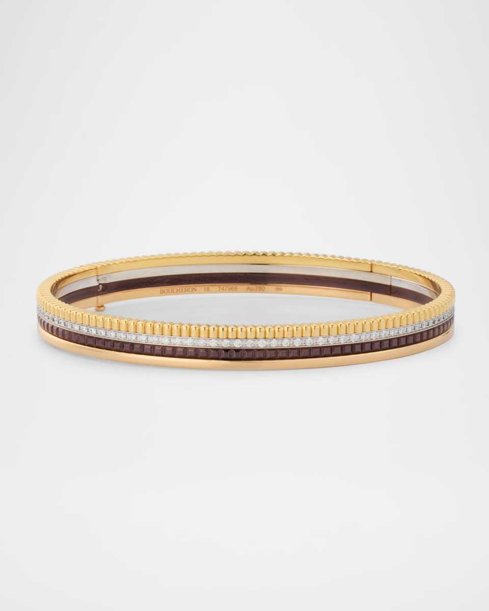 Quatre Classique 18K Tricolor Gold Bracelet with Brown PVD and White Diamonds